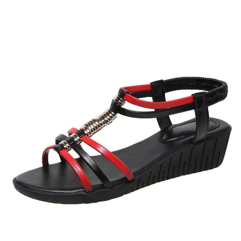 

Summer Women Wedges Sandals Open Toe Slip On Casual Beach Shoes for Women Bohemia Gladiator Wedge Heels Sandalias Female WSH4902