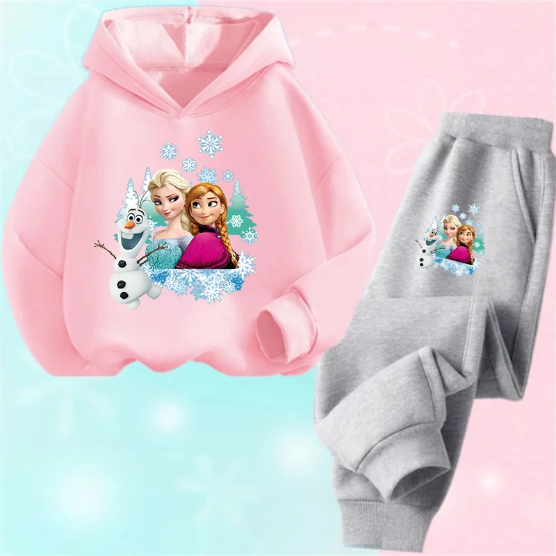 Детский спортивный костюм с принтом принцессы Эльзы Диснея толстовки топ и брюки