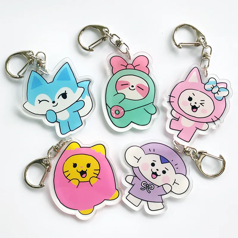 

KPOP ITZY WDZY Cartoon Acrylic Transparent Keychain Bag Accessories Yeji Lia Ryujin Chaeryeong Yuna Fans Collection