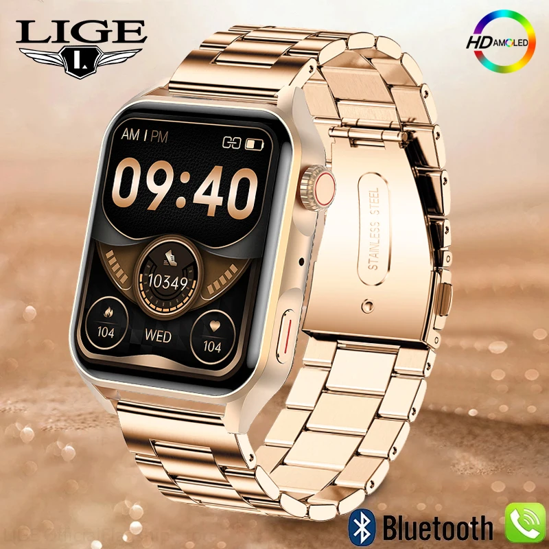 

LIGE 2022 AMOLED Smart Watch Men 1.78 Inches Screen Always Display The Time NFC Bluetooth Call Waterproof Men Smartwatch Women