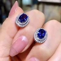 temperament blue zircon earrings for women luxury cubic zirconia ear piercing stud earrings wedding party 2022 new jewelry