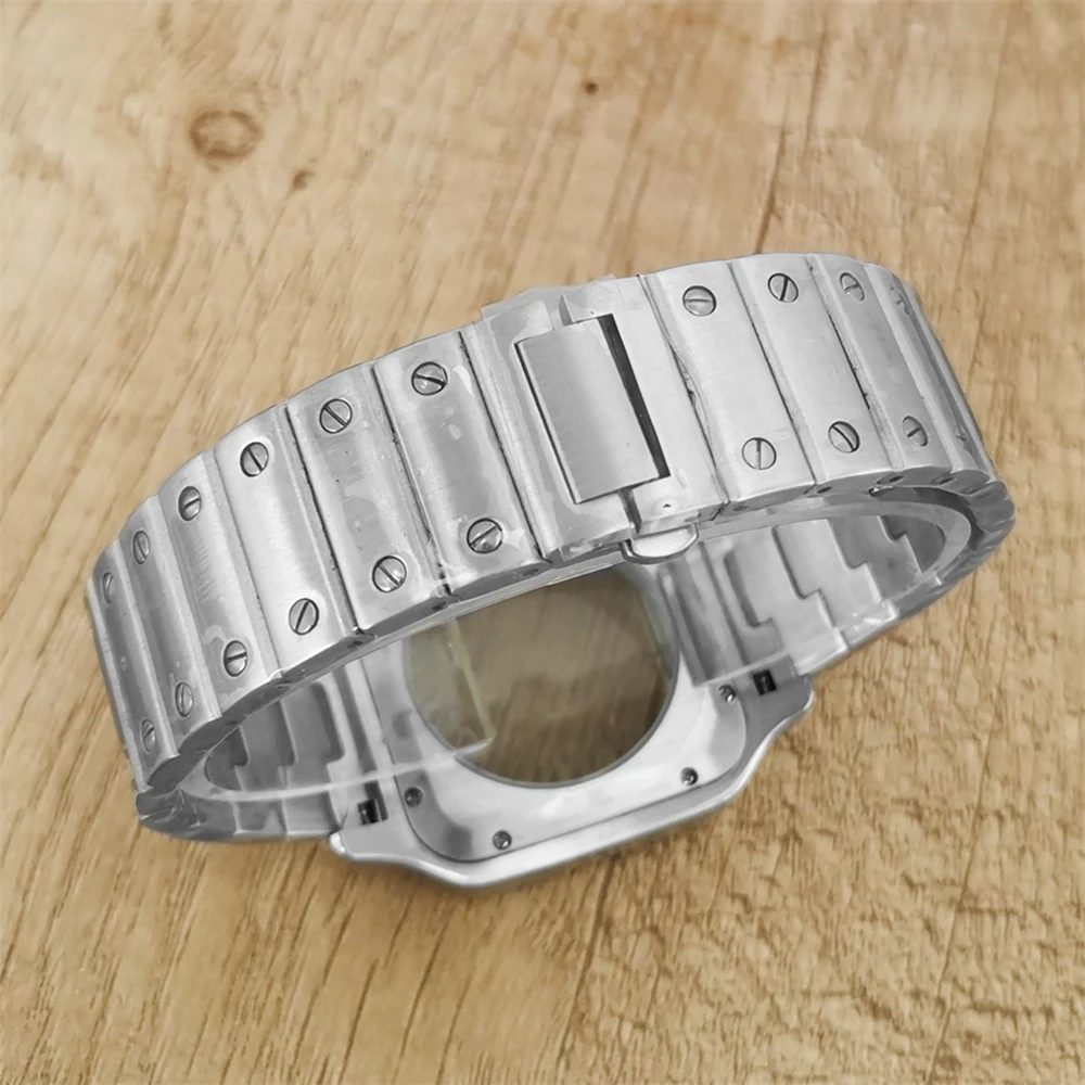 Men Watch Modification Accessories NH35 Square Case 38mm High Quality Polished Steel Watch Case Strap Set For NH35/NH36 Movement