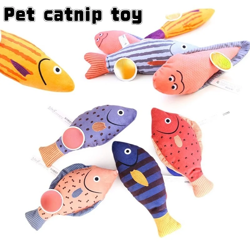 

Cat sounding toy cat scratching board catnip plaything cat dog entertainment plush printing dolls kitten puppy fish-shaped toys