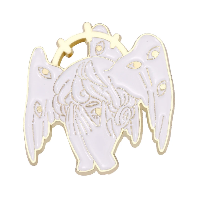 

White Angel Enamel Pins Fairy Angle Wings Brooch Lapel Badges Jewelry Gift for Kids Friends