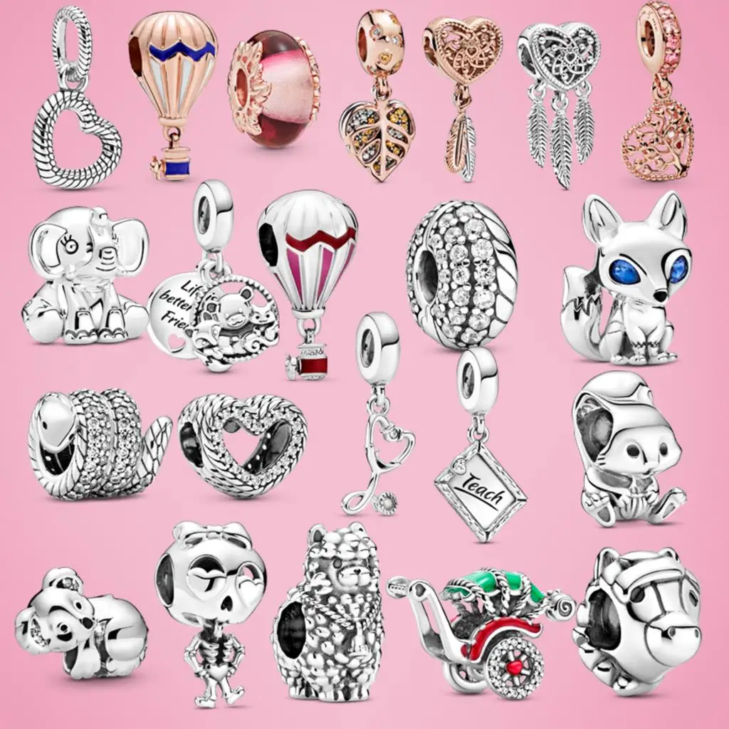 

2022 925 Sterling Silver Bear, Fox & Squirrel Dangle Charms Beads Bracelet Fit Original Pandora Bracelet DIY Jewelry For Women