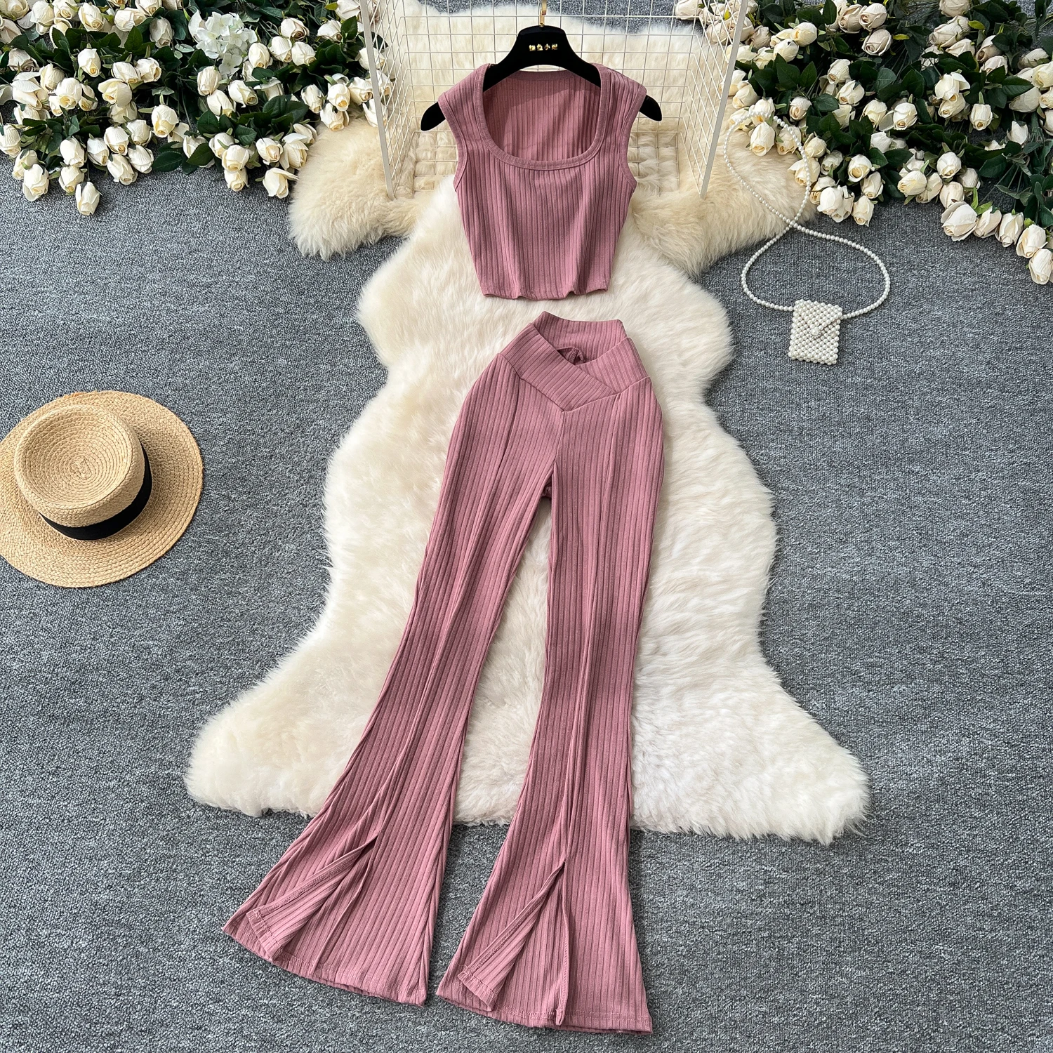 Шикарные женские комплекты из двух предметов с квадратным вырезом без рукавов