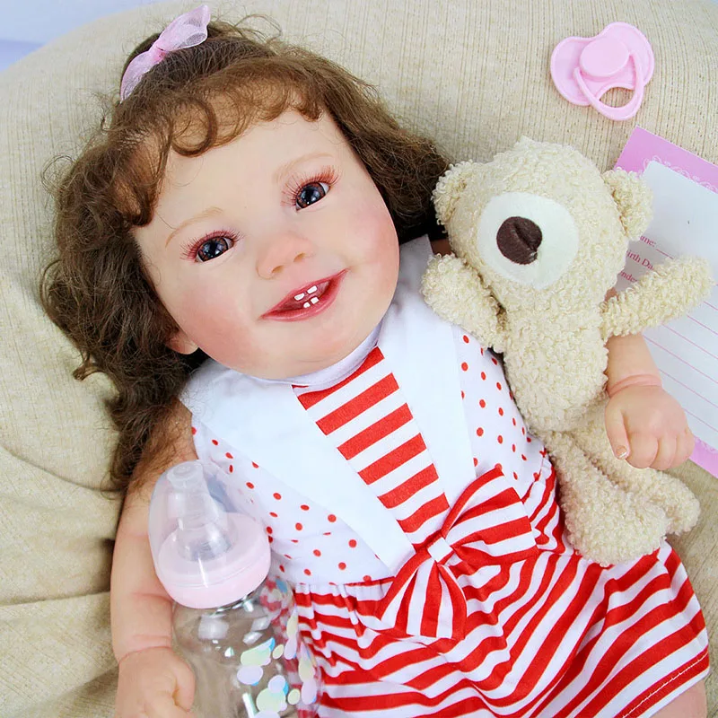 

50cm Reborn Girl Cotton Body Realistic Soft Reborn Baby Doll Lifelike 3D Painted Skin with Visible Veins Collecitle Art Doll