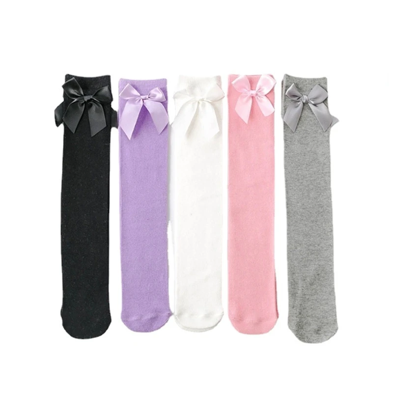 

sock over knee high bow baby winter girls toddler shoes socks girls 2 to 8 year socks kids cotton spring autumn