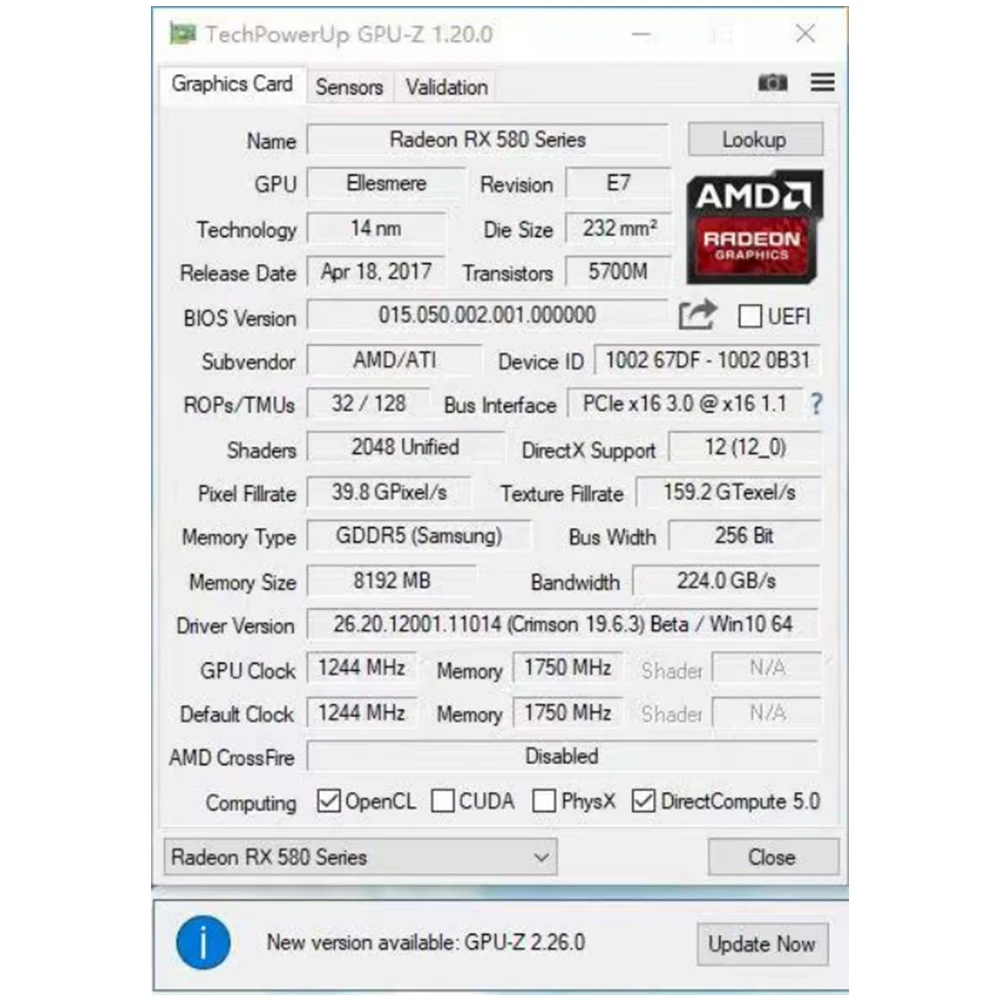 Видеокарта RX 580 2048SP 8 Гб бит GDDR5 RX580 для майнинга |