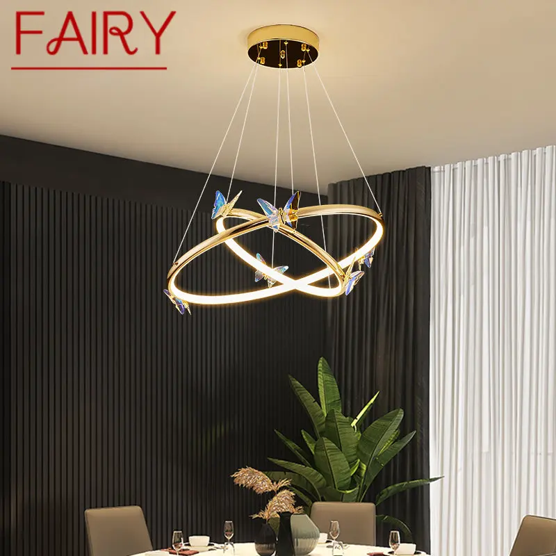 

FAIRY Nordic Pendant Lights LED Creative Ring Butterfly Fixtures for Home Living Dining Room Bedroom Decor