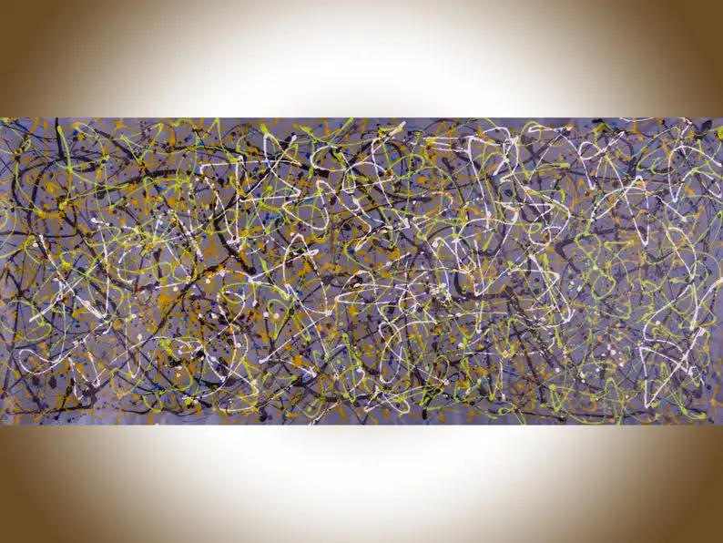 

Jackson Pollock Art grey yellow Original Abstract painting large wall art canvas artby abstract oil abstract contemporary art