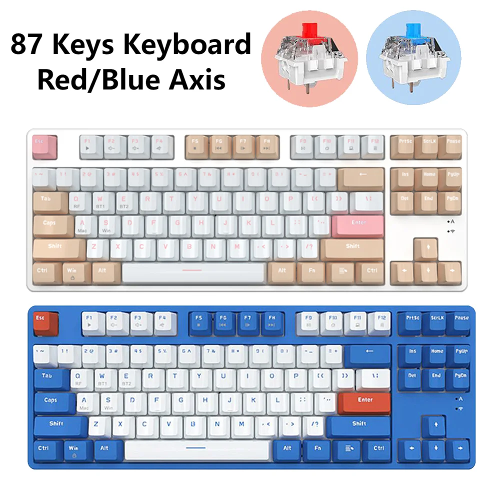 

Беспроводная механическая клавиатура AK871, 2,4G, 87 клавиш, горячая замена, игровая Bluetooth клавиатура, красная/синяя ось, 19-клавишная клавиатура с защитой от фиктивных нажатий