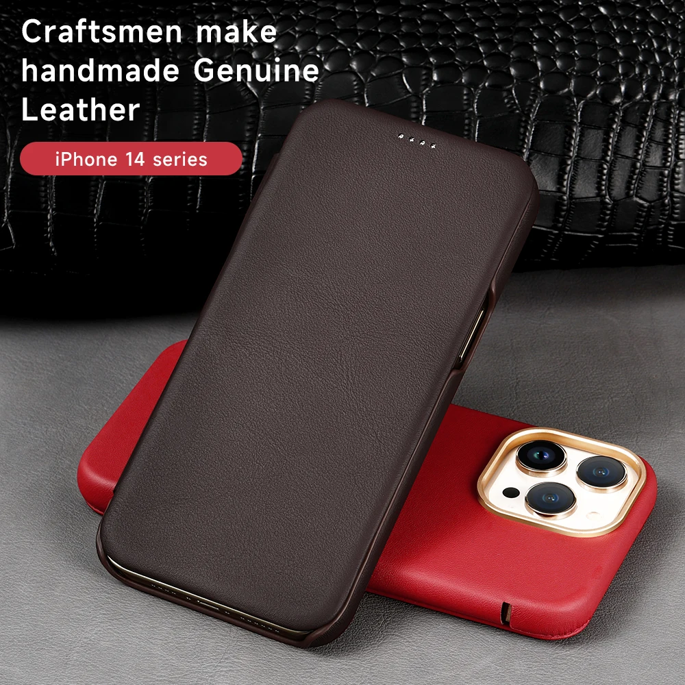 

LANGSIDI Magnetic Genuine Leather Flip Case For iPhone 14 13 pro max 14 plus full Protective Luxury Book Cover For iphone 14 pro