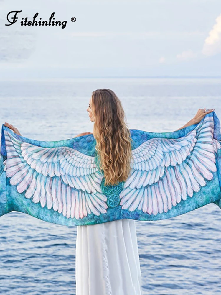 Пляжная накидка Fitshinling в богемном стиле купальник с крыльями и 3D принтом