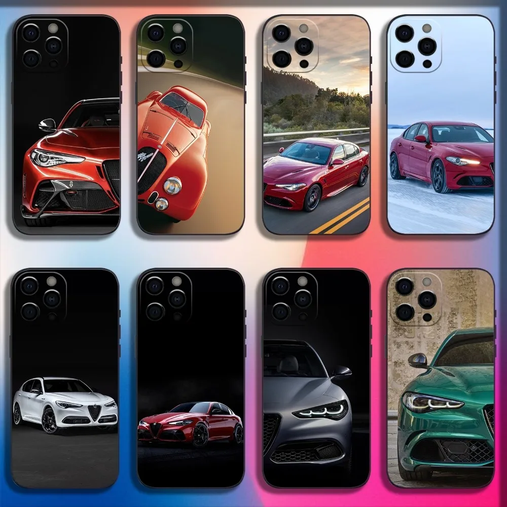 AlfaeS Cool R-RomeoS-S Car Phone Case For iPhone 16 15 14 13 12 11 Pro X XS Max XR Plus Mini Soft Black Cover