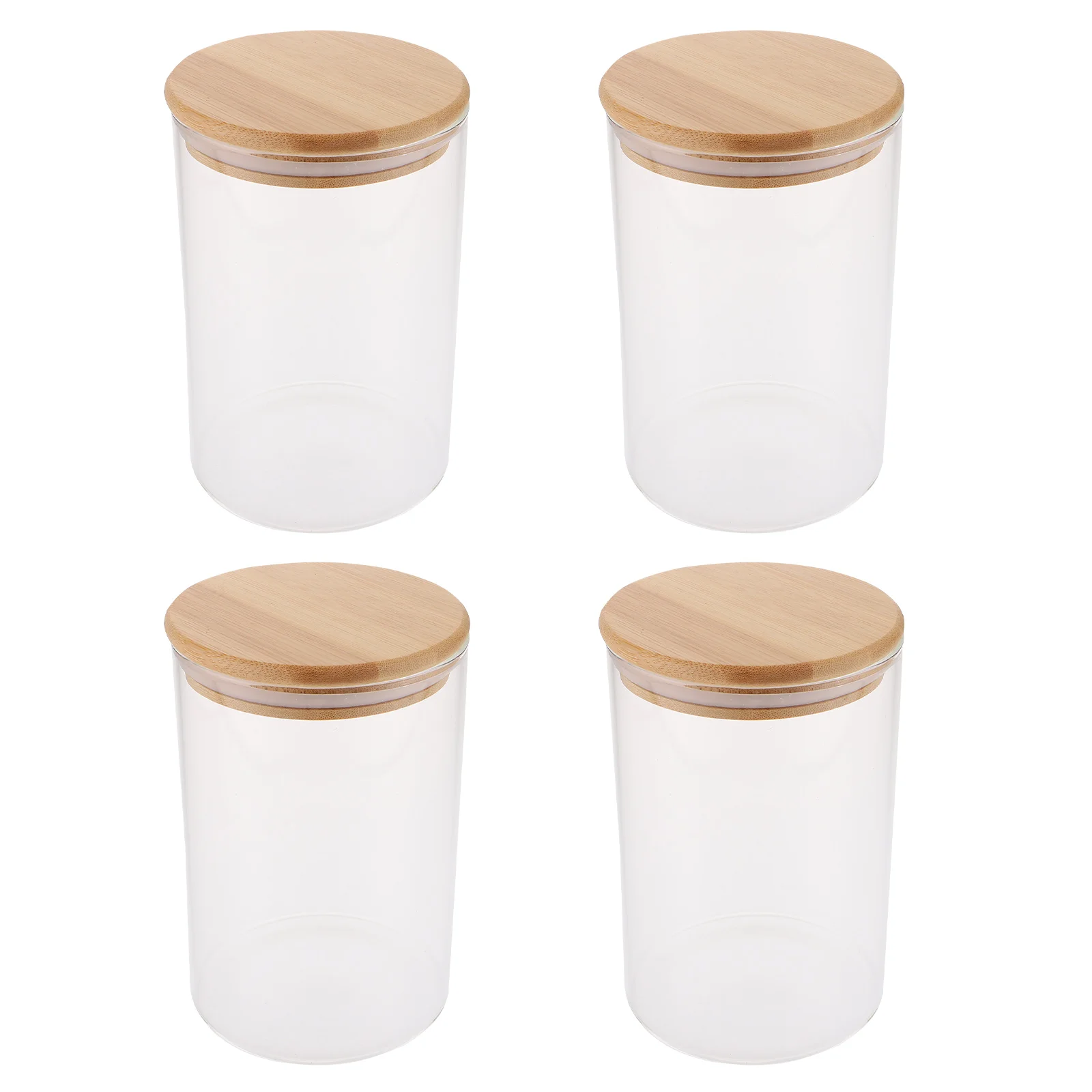 

4Pcs Sealing Tea Canisters Transparent Candy Storage Jars Household Glass Canisters