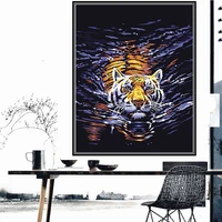 swimming tiger diy 5d diamond painting full drill square round embroidery mosaic art picture of rhinestones home decor gifts