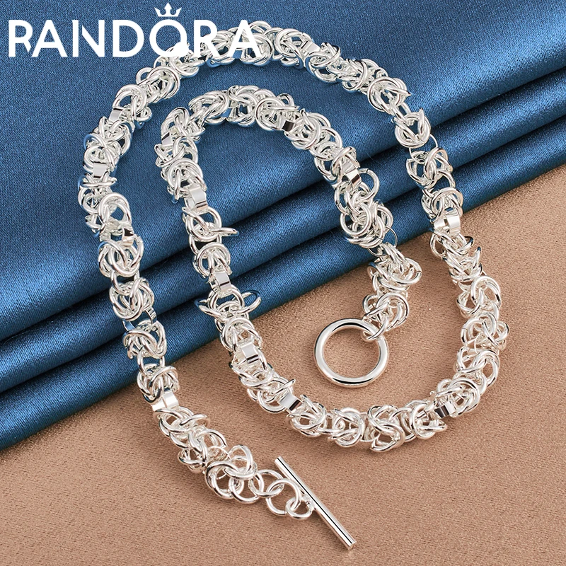

RAIVDQRA 925 Silver Color 45cm Charms Many Circle Rings Chain Necklace For Women Lady Men Jewelry Fashion Accessories