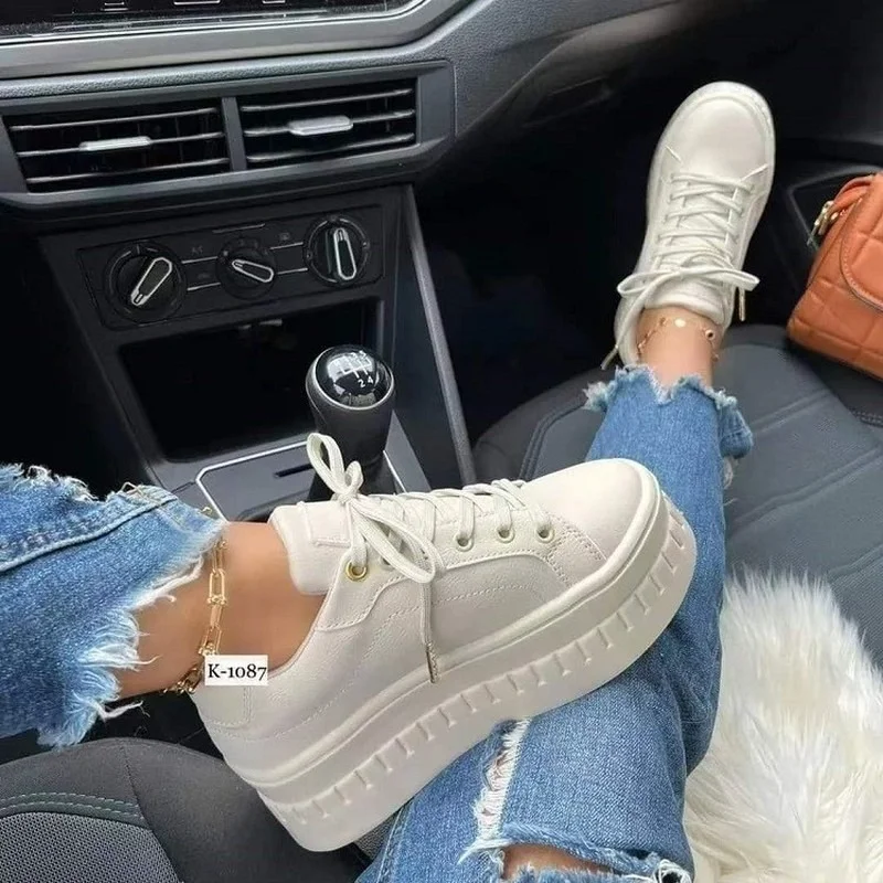 

New Women's Vulcanized Shoes 2022 Spring Fashion Solid Color Round Toe Women's Shoes Hot Trend Women's Sneakers Zapatos De Mujer