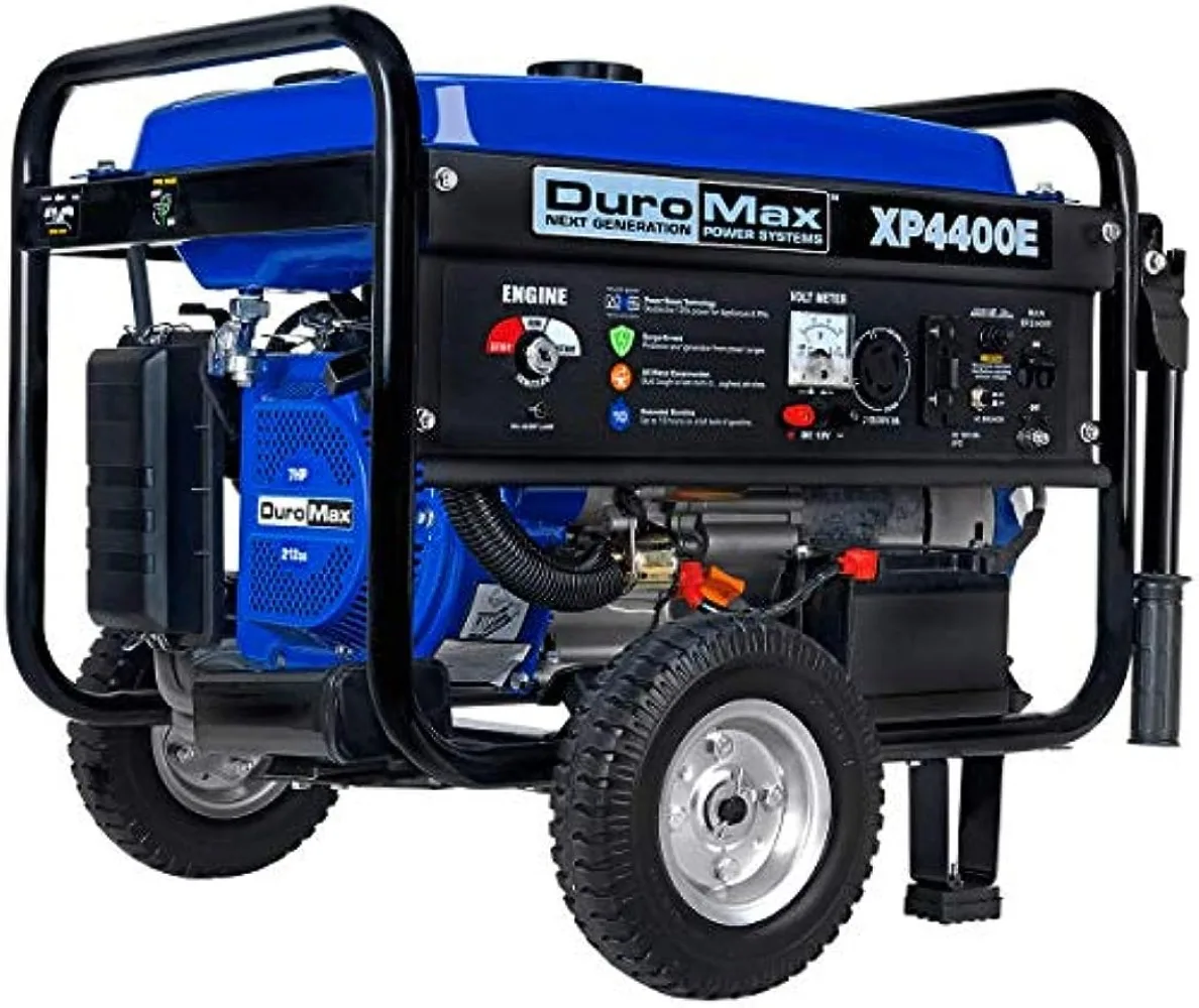 

Портативный Газовый Генератор DuroMax XP4400E, 4400 Вт, электрический старт, готов для кемпинга и домов на колесах, 50, одобрено состоянием, синий/черный