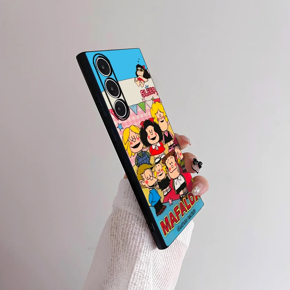 Фото Чехол для телефона с милой девушкой из мультфильма M-Mafalda для Samsung Galaxy S25 S24 S22 S23 Ultra S21 S20 Plus 5G, матовый нескользящий полный мягкий чехол №5