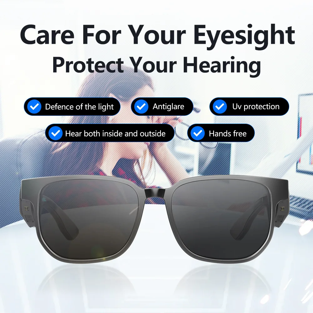 

Smart Audio Glasses Wireless Bluetooth Sunglasses Open Ear Music & Hands-Free Calling, for Men & Women, Connect Mobile Phones an