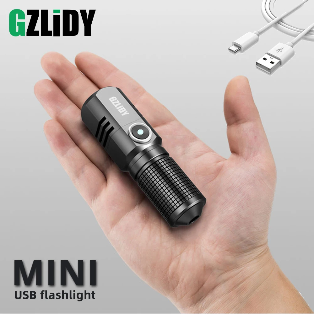 Водонепроницаемый светодиодный фонарик XHP50 миниатюрный фонарь с USB
