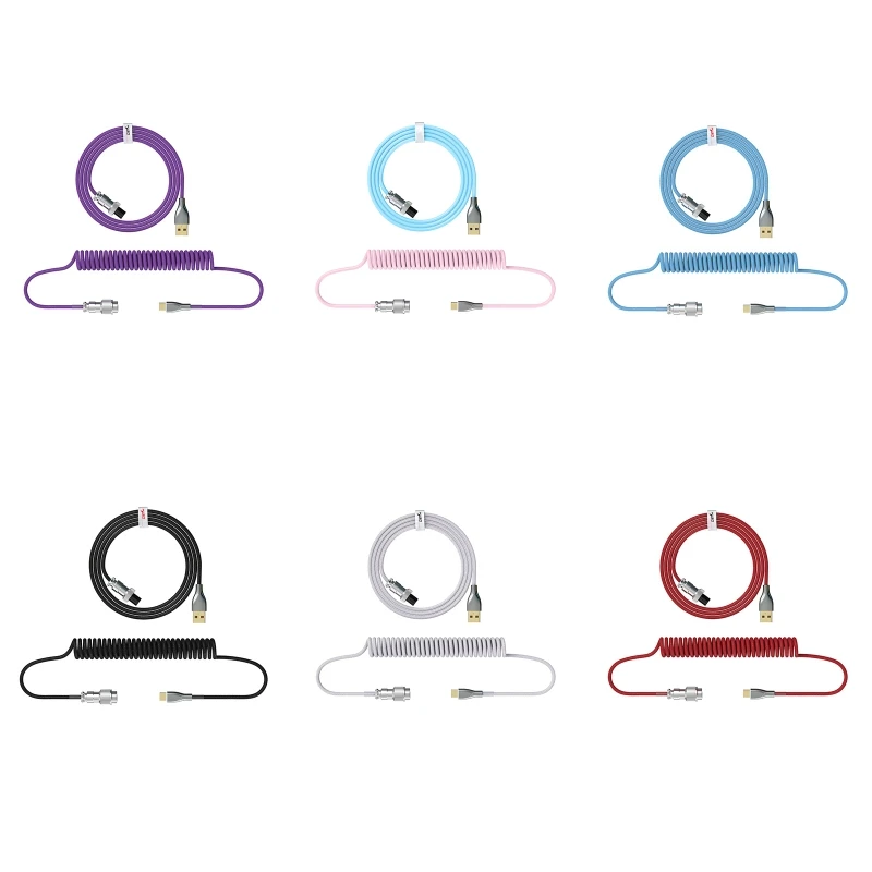 

Coiled USB Type-C Cable for Computer Mechanical Keyboard 7Ft Spring Cord