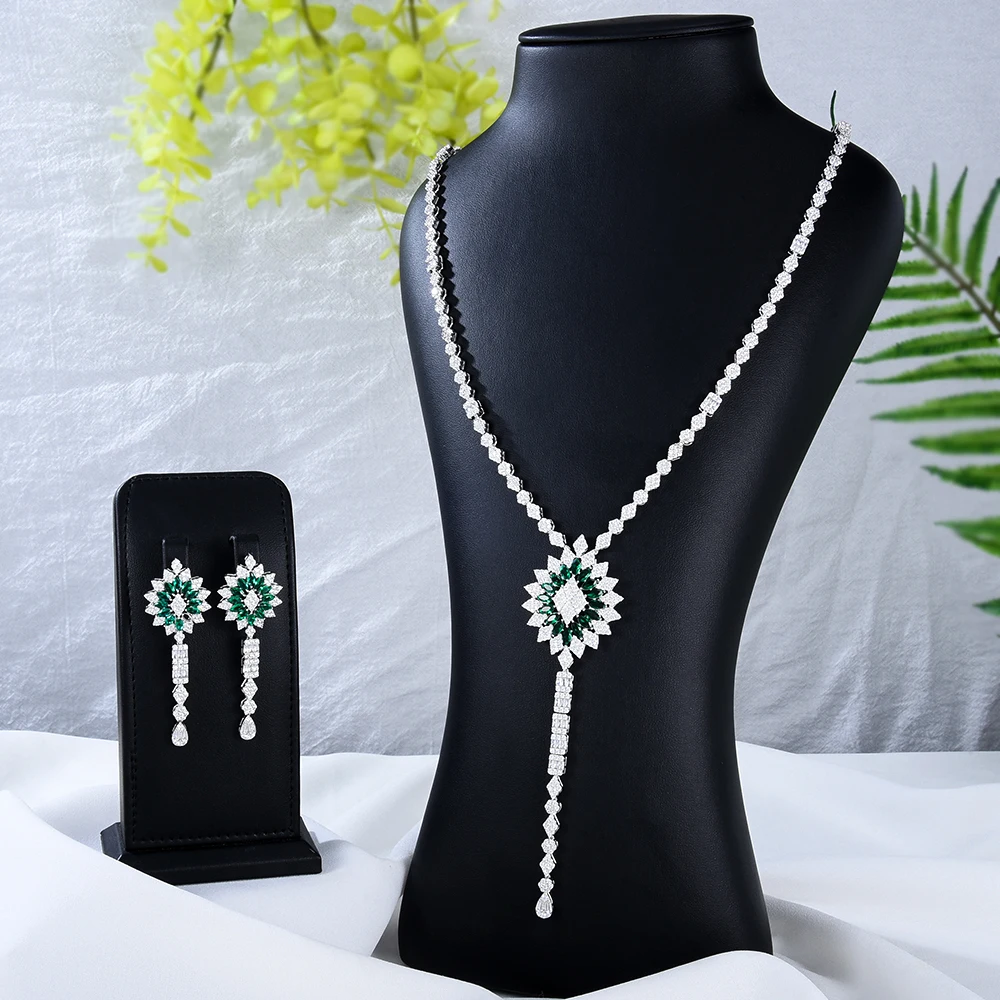 Missvikki Luxury New Design 73cm Long Shiny Charm Big Pendant Earrings Necklace Jewelry Set Super Original Fashion Accessories