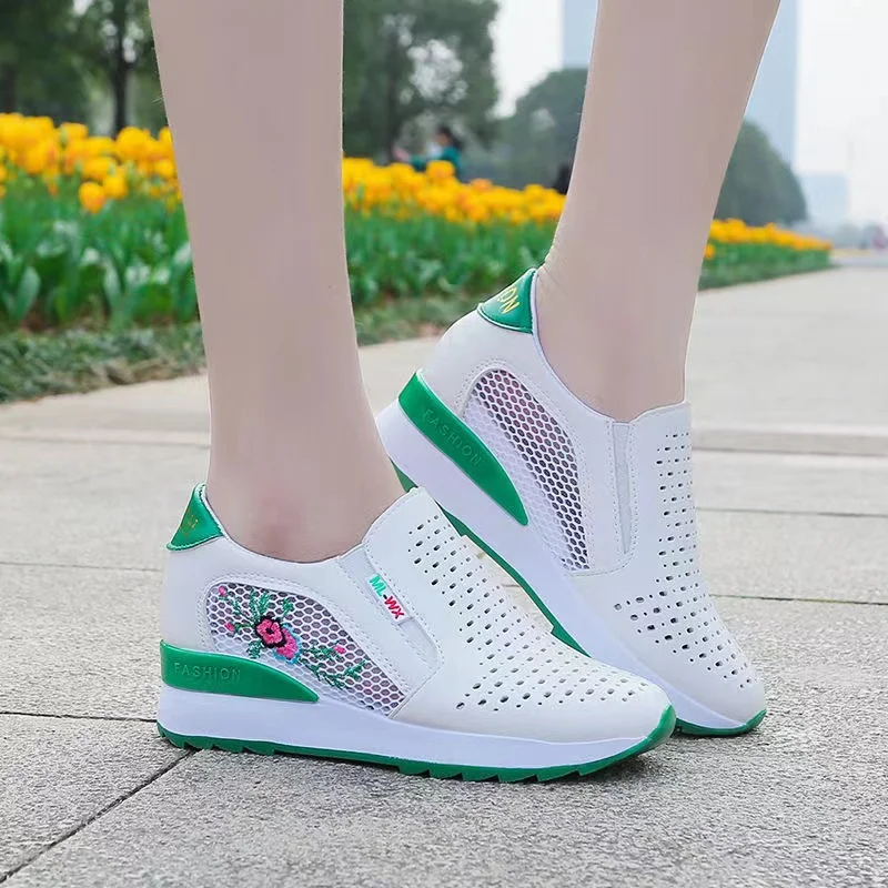 Breathable Lady Casual Women Sneakers Leisure Platform Shoes Height Increasing Shoes Women Fashion Flats Mesh Shoe New 2023