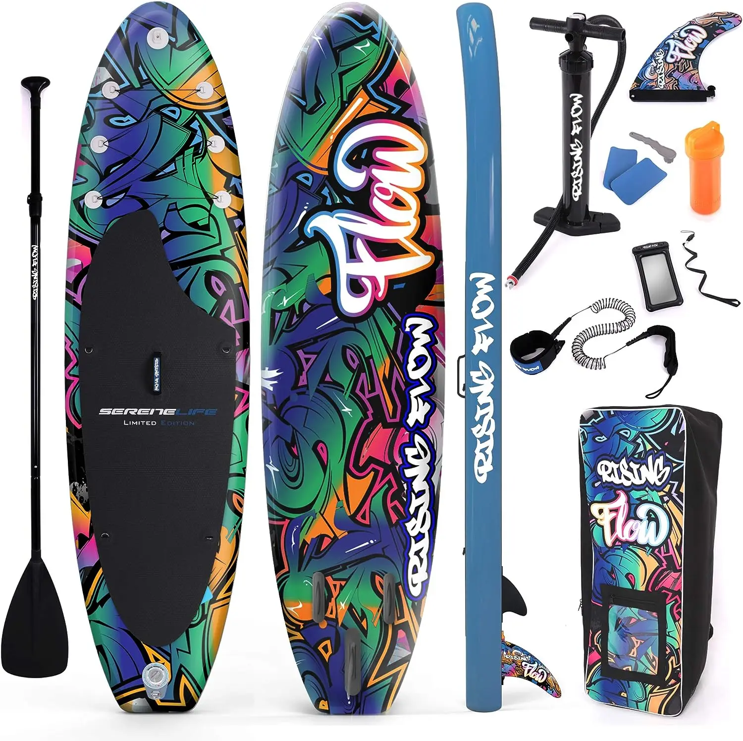 

Stand Up Paddle Board-10Ft. Graffiti Standup SUP Paddle Board w/Oar, Air , Ankle Leash, Paddleboard Repair Kit, Waterproof Mobil