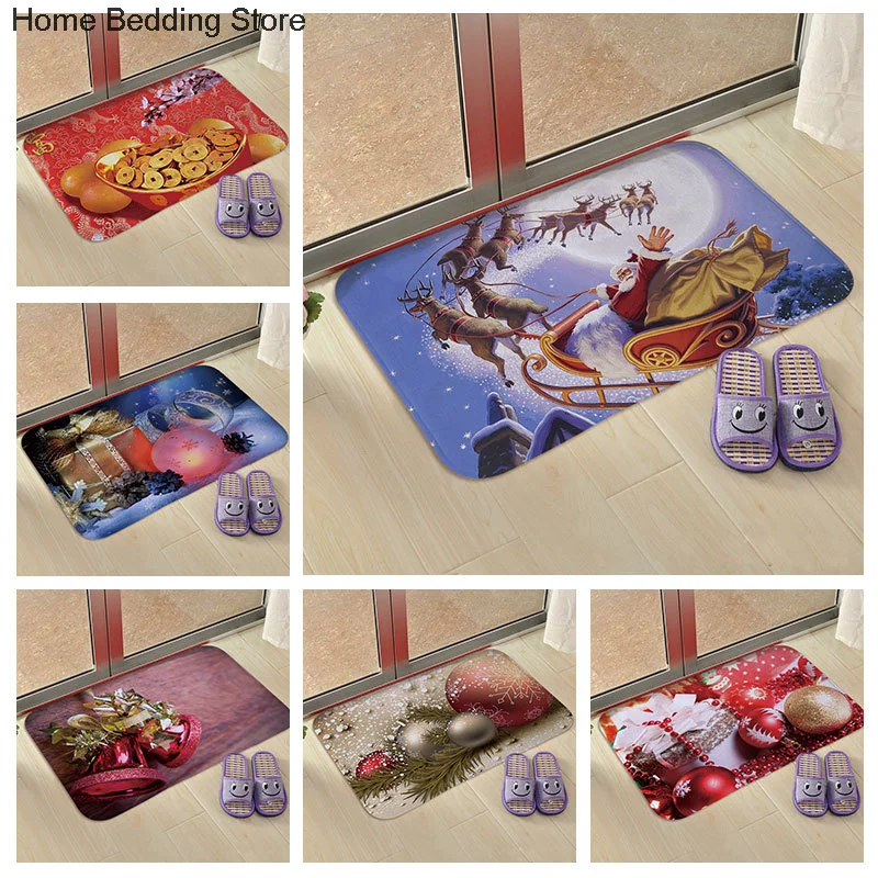 

Merry Christmas Entrance Doormat Cartoon Floor Mat Bedroom Living Room Hallway Balcony Welcome Mat New Year Home Decoration Rug