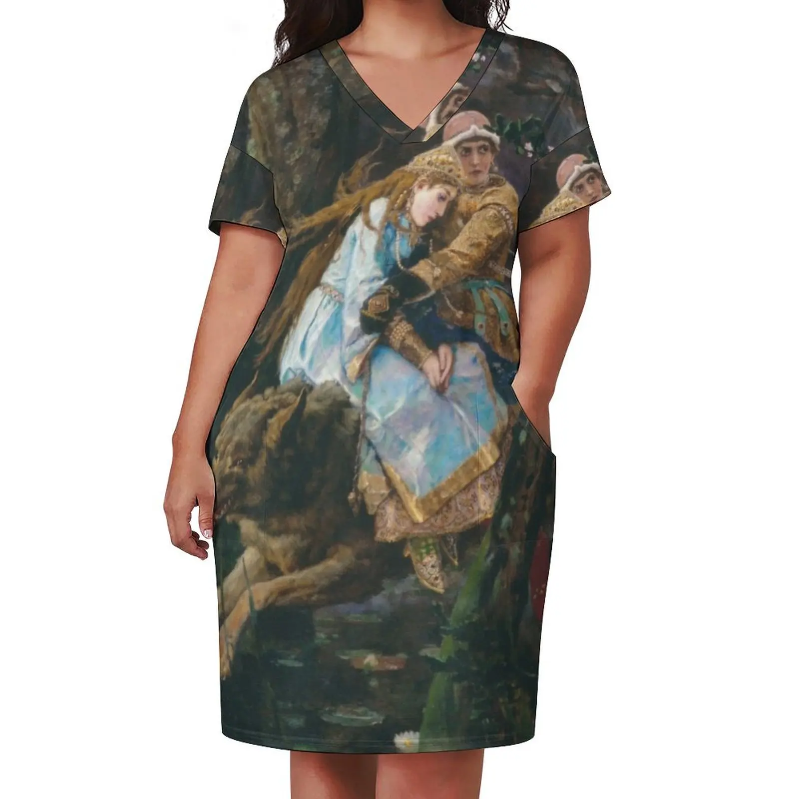 Женское свободное платье из полиэстера и спандекса Ivan Tsarevich Riding the Grey Wolf Viktor Vasnetsov