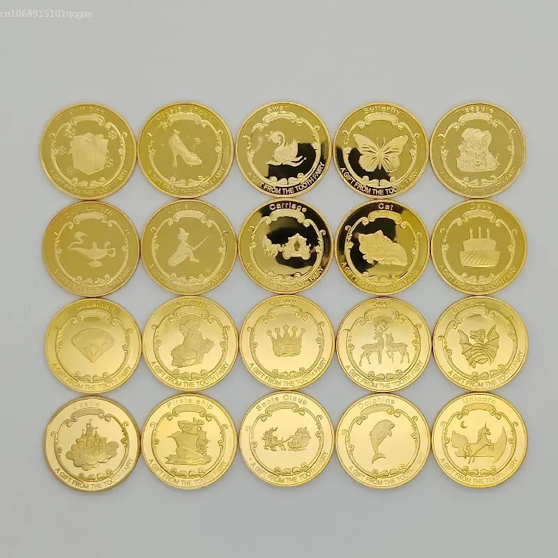 Золотая монета в виде мультяшных зубов позолоченная памятная детский подарок на