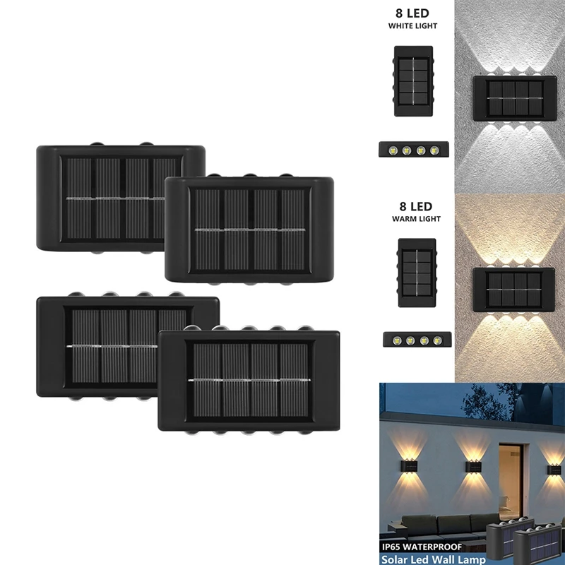 

4 Pack Outdoor Waterproof LED Solar Lamp Up And Down Luminous Lighting For Garden Balcony Yard Decor B