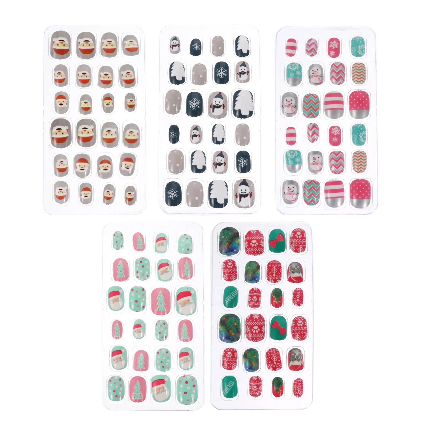 

5 Boxes/ 120Pcs Kids False Nails Press on Nails Artificial Nail Tips Short False Nail Kits for Kids Little, Color 1