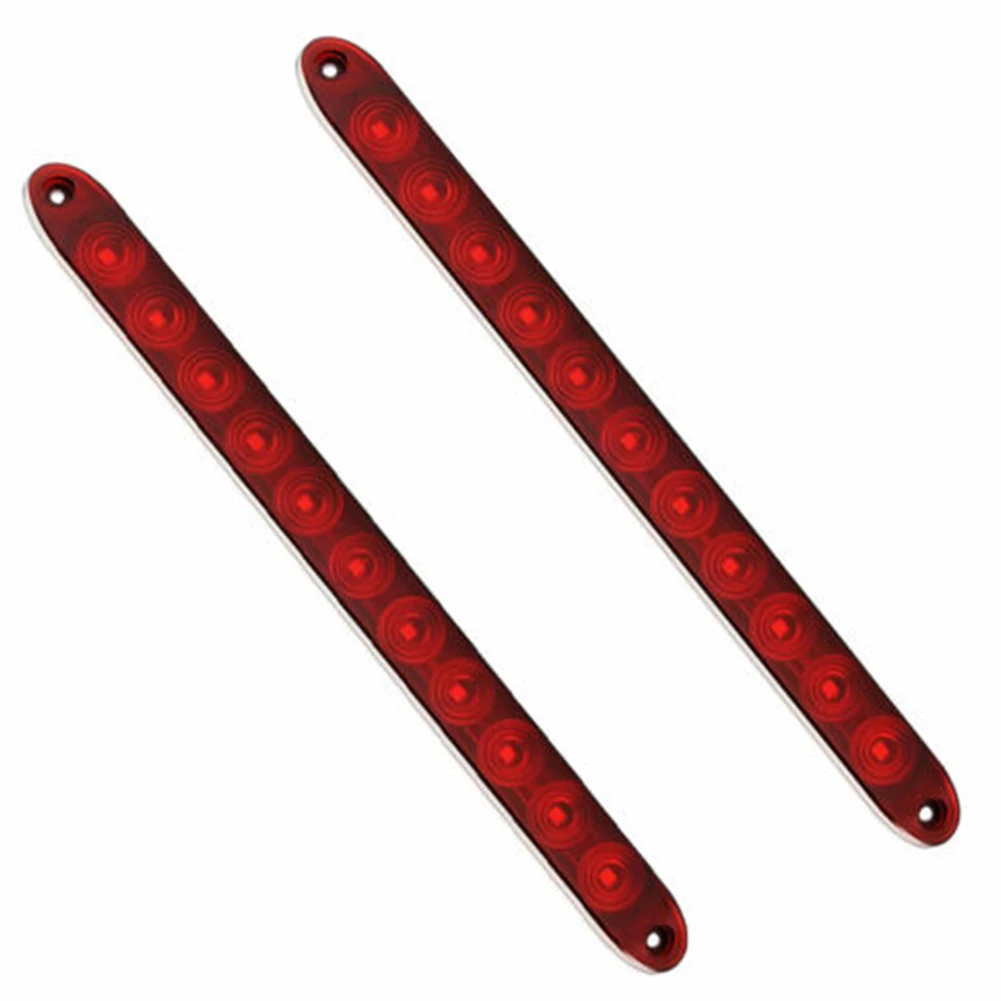 

2X 15 Inch Red 11 LED Truck Trailer Light Bar Brake Rear Steering Light Bar DRL