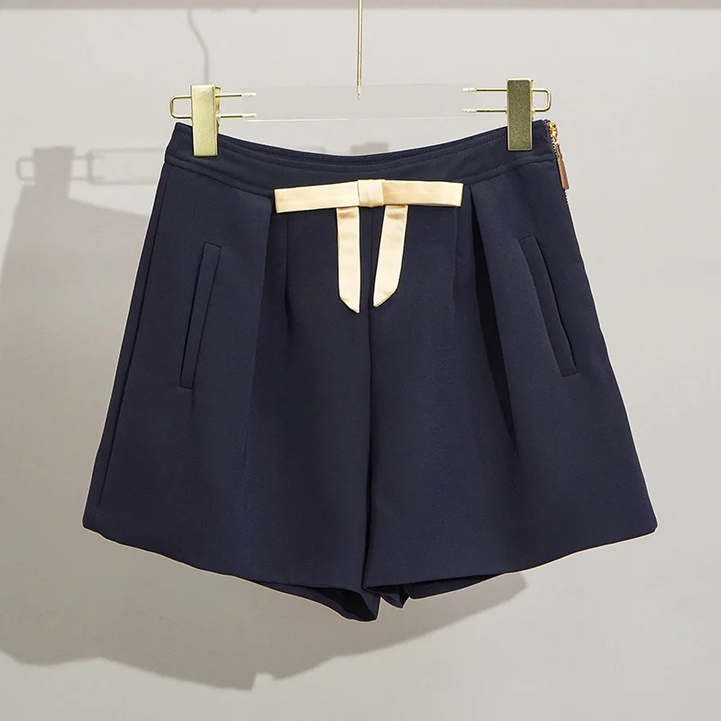 

New fresh simple high waist shorts commuting loose casual straight leg pants
