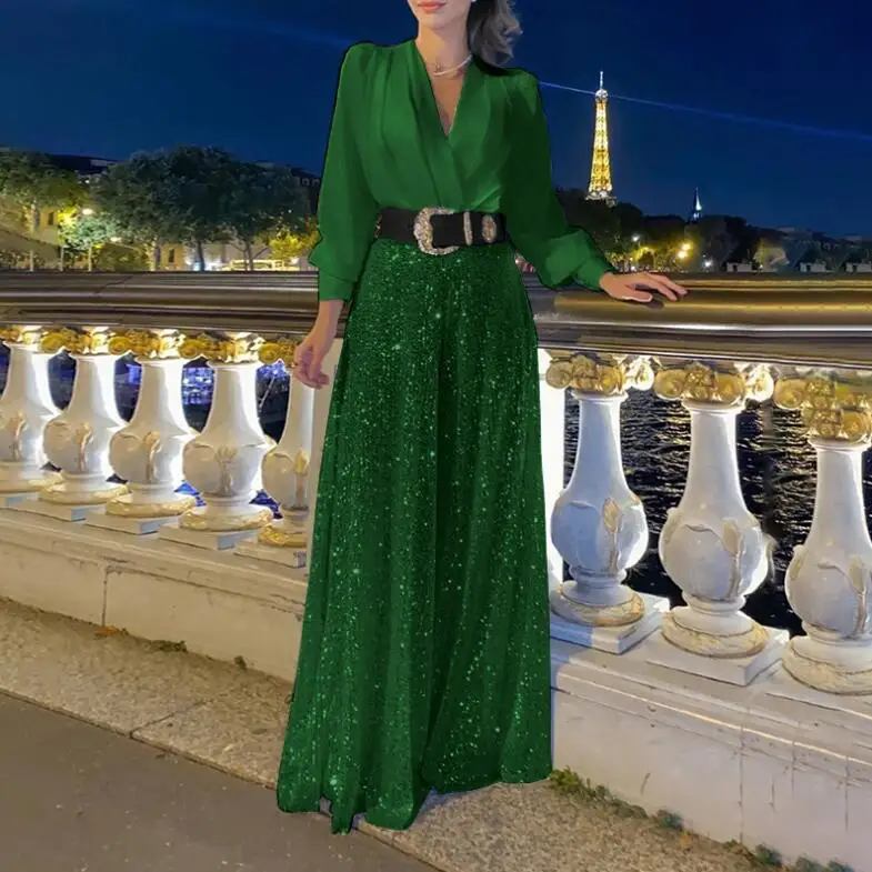 Весенне-летний новый модный однотонный комбинезон с v-образным вырезом и