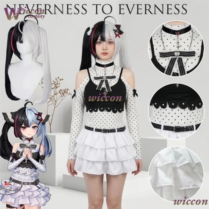 Фото Костюм для косплея COS Neverness To Everness Requiem: Черно-белый комплект Лолиты в стиле Jirai Kei, полный набор, наряд игрового персонажа №2