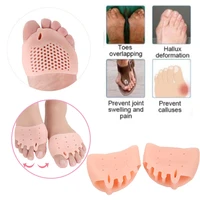 1 pair of silicone five hole honeycomb breathable forefoot pad hallux valgus split toe toe separator foot care tool