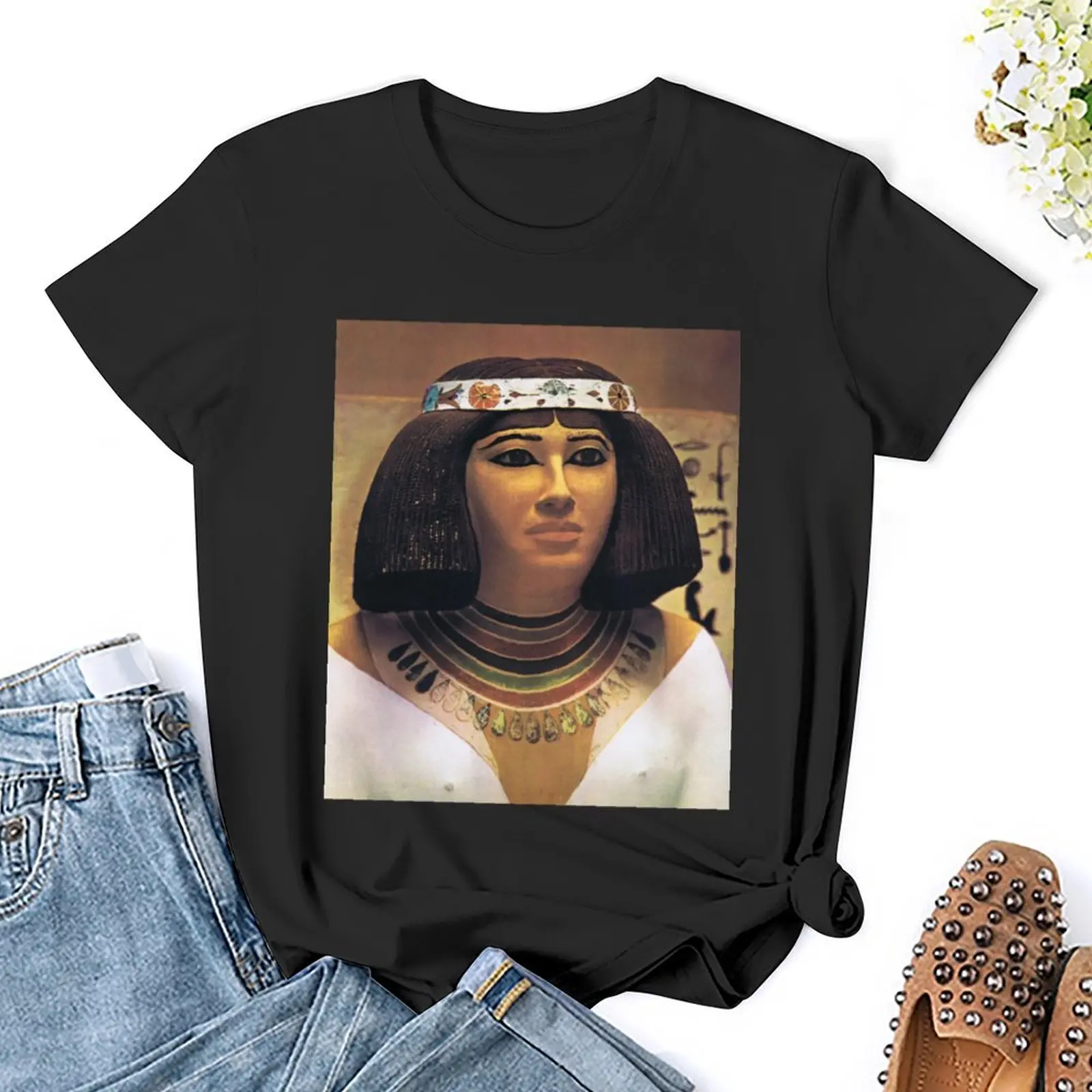 Женская футболка с принтом головы принцессы в египетском стиле