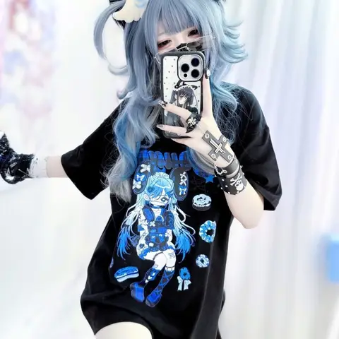 Neploe Earth Bud Хлопковая рубашка с короткими рукавами Ropa Mujer в японском стиле Fairycore Punk Уличная одежда Топ Персонализированная рубашка с круглым вырезом