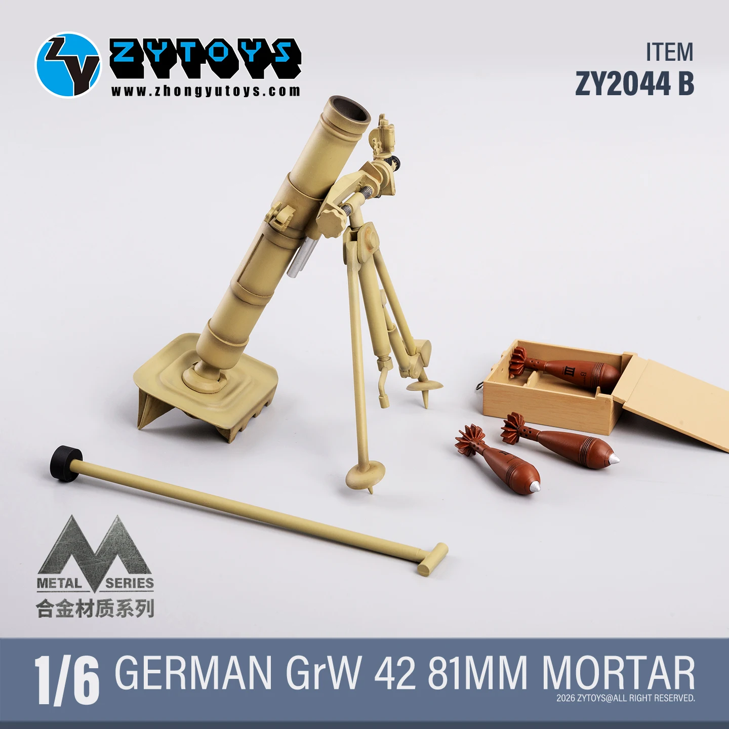 Фото Металлическая 81-мм мортира GrW 42 немецкой армии ZYTOYS в масштабе 1/6 для 12-дюймовых фигурок солдат, военные аксессуары, в наличии №5