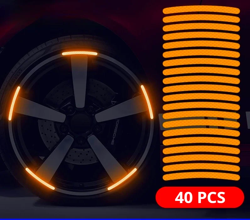 

20/40 шт., светоотражающая наклейка для велосипедных шин, предупреждающая наклейка ночной безопасности, светоотражающая пластина ступицы колеса мотоцикла, наклейка на колесо автомобиля