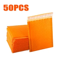 50PCS Orange Bubble Padded Envelopes Bags Self Seal Mailers Postal Mailing Packing Bag Storage Shipping Pouches Packages