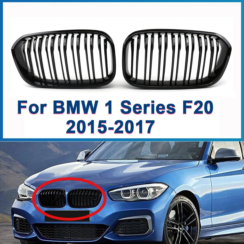 

Решетки для переднего бампера автомобиля, решетки для гонок по почкам для BMW 1 серии F20 F21 LCI 120i 2015 2016 2017 2018, сменная решетка с двойной пластиной