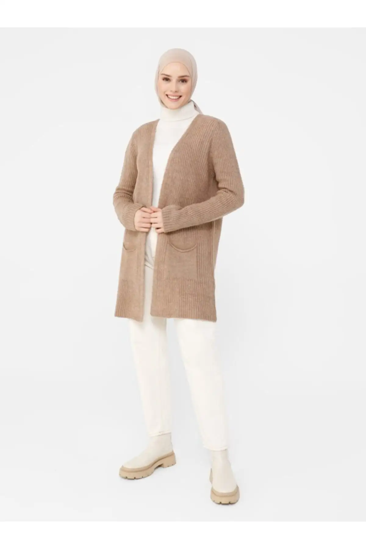 

Women's Cardigan Pocket Detailed sportswear Mink Casual Knitted Casual Knitted Quality Fashion Cardigan Sweaters Loose Sweater Sweater Sweater