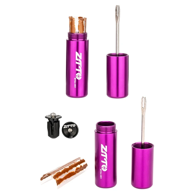 

Tubeless Bike Tire Repair Kit for Road Mountain Bike Tires Fix a Puncture or Flat Canister Plugger Tool for w/ P