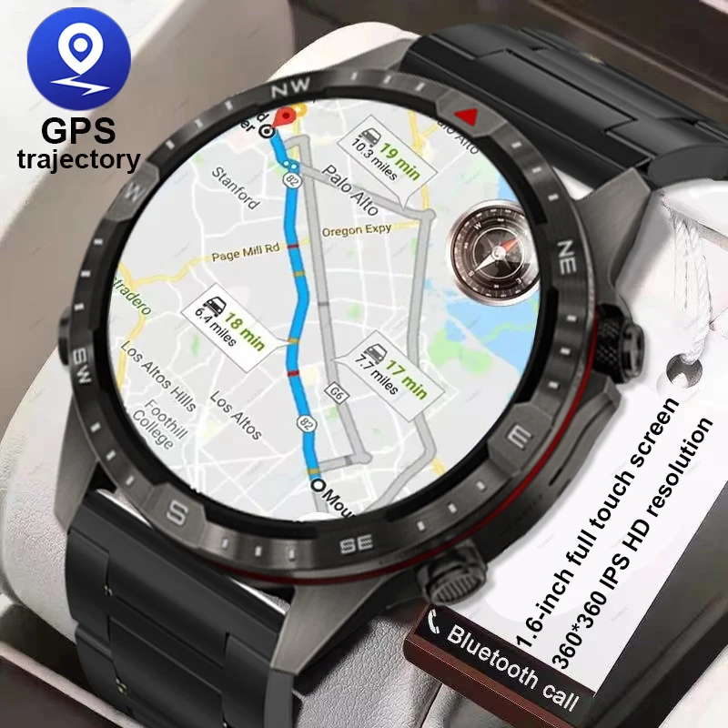 

New Rugged Business Sports Smart Watch Compass 1.6Inch HD Screen Titanium Case Men GPS Track NFC Smartwatch BT Call For Huawei